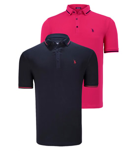 İKİLİ SET T8586 DEWBERRY ERKEK T-SHIRT-FUŞYA-LACİVERT