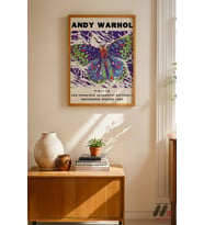 Andy Warhol Kelebek Posteri, Ahşap Çerçeveli Duvar Tablosu - Modern Ev Dekorasyonu
