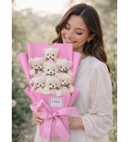 U&B Teddy Bear Flowers Şeker Pembesi Ayıcık Buketi