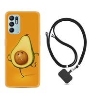 Oppo Reno 6 Kılıf Resimli Boyun Askılı İpli Desenli Silikon Series Dance Avokado 1878