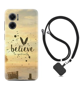 Xiaomi Redmi Note 11E Kılıf Resimli Boyun Askılı İpli Desenli Silikon Belive in Yourself 1316