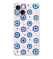PrintiFy Apple iPhone 15 Nazar Boncuğu 1 Şeffaf Köşe ve Kamera Korumalı Korumalı Antişok Kılıf