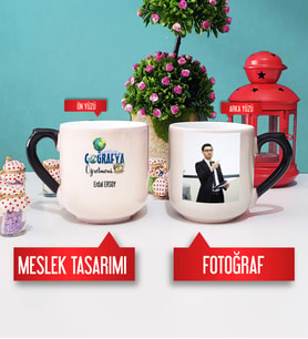 Coğrafya Öğretmenine Hediye Coğrafya Öğretmeni Kupa Bardak Oval Sihirli Fotoğraflı
