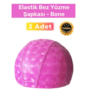 Özel Üretim Su Geçirmez Yüzücü Havuz Deniz Bonesi Elastik Bez Yüzme Şapkası 2'li Set