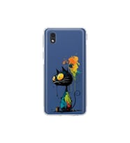 Samsung Galaxy A01 Core ile Uyumlu Splash Kedi Tasarımlı Şeffaf Silikon Kılıf