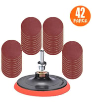 42 Parça Cırt Zımpara Seti + Matkap Aparatı 115 Mm (Siyah - Kırmızı - Mavi - Sarı)