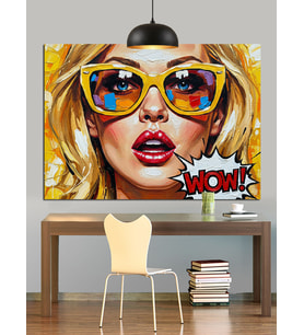 Pop Art Gözlüklü Kadın Dekoratif Kanvas - Mdf Ahşap Tablo
