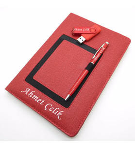 Wings SG158 İsme Özel Kırmızı Kanguru Defter + 16GB Usb Bellek + Touch Kalem Set  Hepsi İsme Özel