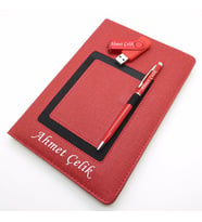 Wings SG158 İsme Özel Kırmızı Kanguru Defter + 16GB Usb Bellek + Touch Kalem Set  Hepsi İsme Özel