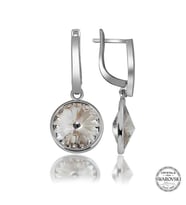 Swarovski Crystal Taşlı Gümüş Beyaz Sallantılı Kadın Küpe