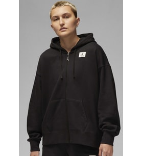 Nike Jordan Flight Full Zip Oversize Hoodie Kadın Oversize Kapüşonlu Sweatshirt Siyah