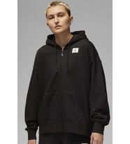 Nike Jordan Flight Full Zip Oversize Hoodie Kadın Oversize Kapüşonlu Sweatshirt Siyah