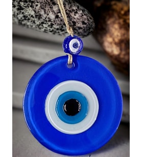 Mini Boy Mavi Nazar Boncuklu Duvar Süsü 10 Cm Cam Duvar Dekoru