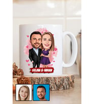 Sevgiliye Romantik Yıldönümü Hediyesi Karikatürlü Beyaz Kupa Bardak