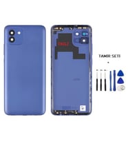 Samsung Galaxy A03 - SM-A035 FULL Kasa Arka Kapak Takım MAVİ - TAMİR SETİ