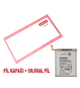 Tkgz Samsung Galaxy NOTE 10 PLUS Arka Pil Batarya Kapağı + PİL (CAM) BEYAZ
