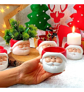 (1 ADET)Yılbaşı Yeniyıl Noel Baba Mumluk Dekor