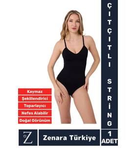 İz İç Göstermez Kaymaz Vücut Şekillendiren Sıkılaştıran Toparlayan Çıtçıtlı String Body Korse (Siyah)