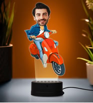 Doğum Günü Hediyesi,Sevgiliye Hediye, Kişiye Özel Fotoğraflı Vespa Karikatür 3D Led Lamba (Beyaz)