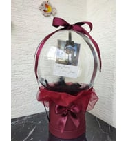 Büyülü Balon-Fotoğraf Yıldönümü Doğum &Sevgililer Günü Özel Gün Hediye Kutusu (Bordo-Bordo)