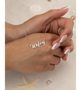 Kişiye Özel Wifey Yazılı Kolye 925K Gümüş