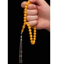 Erkek Hediyelik 10mm Sarı Tonlarda Kokulu Beyrut Damlası Kehribar Tesbih
