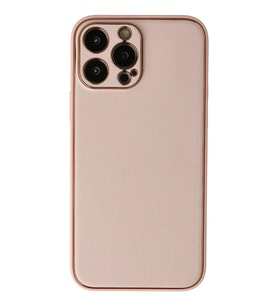 Newface Apple iPhone 13 Pro Kılıf Coco Deri Silikon Kapak - Pudra