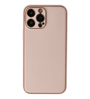 Newface Apple iPhone 13 Pro Kılıf Coco Deri Silikon Kapak - Pudra