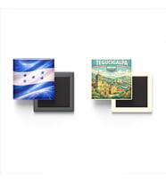 Buzdolap Magnetleri - Honduras Bayrağı ve Tegucigalpa Retro Tema - 2'li Set Magneti
