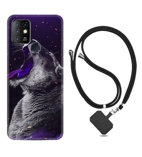 INFINIX Hot 8 9 10 11S Hot 10 Play 10T Kılıf Boyun Askılı Silikon Purple Leopar 1750