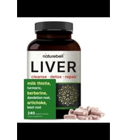 NatureBell Liver Cleanse Detox & Repair, 240 Veggie Capsul  Milk Thistle, Dandelion Root, Artichoke, Turmeric, Black Currant Oil (Renksiz)