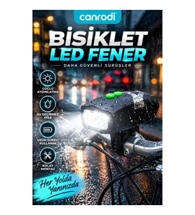 Bisiklet LED Güvenlik Feneri Güçlü Aydınlatmalı Su Geçirmez Gidon Lambası