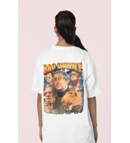 Bad Bunny Rapper Sırt Baskılı Unisex Oversize Şarkıcı Tişört
