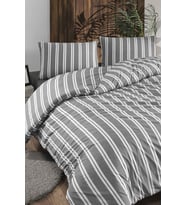 PARKER Battal Boy Nenanresim Takımı 180x200 Lastikli ÇarşafYorgan KılıfıY.Kılıfı Çizgili Siyah, Ely Parker