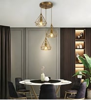 3 Başlı Avize Modern Restoran Bar Tezgahı Koridor Geçidi Balkon Ofis Yatak Odası Yatak Başı Merdiven Metal Sarkıt Avize 3225-W85-4D-XX (Eskitme Altın)