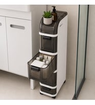 Slim Tekerlekli Organizer Dolap, 4 Çekmeceli Dar Alan Depolama Ünitesi, Banyo, Mutfak ve Çamaşır Odası İçin Çok Amaçlı Aralık Dolabı, 95x20x38,5 cm