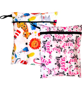 2 Adet Sıvı Geçirmeyen Çok Amaçlı Çanta, 30 x 35 cm Jungle ve 37 x 30 cm Mom Desen, Ekonomik Set, Yıkanabilir