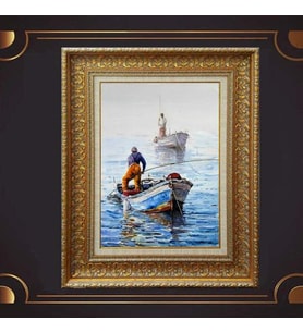 Gold Altın Kalın Çerçeveli Paspartulu Tablo s959