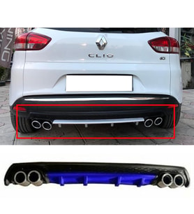 Renault Clio Mk4 SportTourer SW Mavi Difüzör Çiftli Yuvarlak Egzoz Görünümlü D Tip Difizör 2012-2019