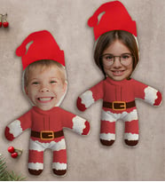 BK Gift Kişiye Özel Fotoğraflı Yılbaşı Kostümlü Çocuklar 2’li Bebek Yastık Seti -2