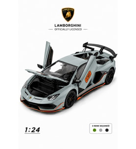 Lisanslı 1:24 Alaşım Lamborghini Aventador SVJ Koleksiyonluk Die-Cast Metal Araba Gri