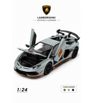 Lisanslı 1:24 Alaşım Lamborghini Aventador SVJ Koleksiyonluk Die-Cast Metal Araba Gri
