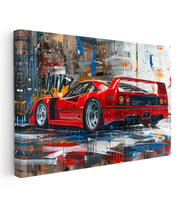 Kanvas Tablo Ferrari F40 Yağlı Boya Görünümlü Sanat Ferrari Tablosu Ev Ofis Duvar Dekoru
