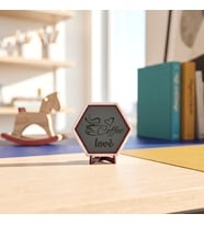 Estetik Coffee Love Temalı Masaüstü Dekoratif Aksesuar Kahve Tutkunları İçin Modern ve Anlamlı Bir Hediye Seçimi 10x10 cm, Kül Gri