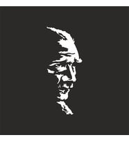 Atatürk Silüet Sticker17x17 Cm Beyaz