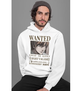 Wanted Light Yagami Baskılı Unisex Oversize Anime Hoodie
