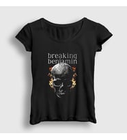 Presmono Kadın Siyah Fire Skull Breaking Benjamin T-Shirt 379517tt