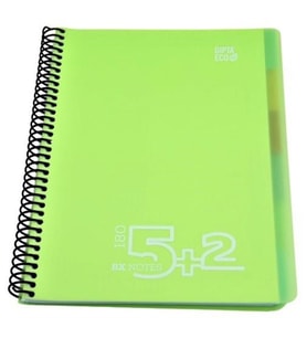 Gıpta Bx Notes Spiralli Plastik Kapak Defter A4 180 Yaprak 5+2 Seperatörlü Kareli+Çizgili 6 Lı Paket (Karışık)
