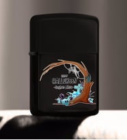 BK Gift Kişiye Özel Happy Halloween Tasarımlı Renkli Baskılı Siyah Benzinli Metal Çakmak-17