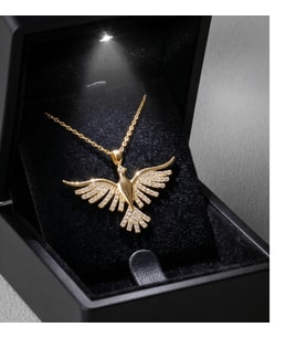 Anka Kuşu Kolye Zirkon Taşlı – Gold Renk -Işıklı Kutuda